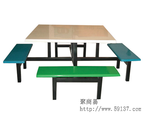 8人座分体条凳餐椅/玻璃钢服装餐桌/学校不锈钢餐桌新款波点餐台料图片